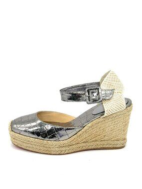 Christian Louboutin AMELINA 90 Platform Wedge Heel Espadrille Sandals Shoes